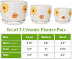 Ceramic Plant Pots Set of 3, 6.75/5.6/4.2 inch Planters - Image 2