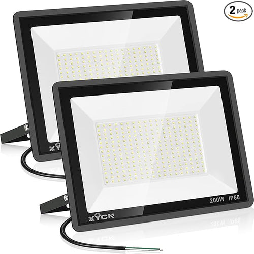 200W LED Flood Light 2 Pack, 22500lm Super Bright Security Lights, IP66 by XYCN