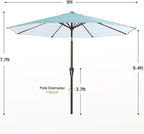 MEWAY 9ft Patio Umbrella Outdoor Table Umbrellas - Image 7