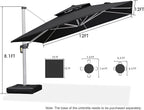 PURPLE LEAF 12 Feet Double Top Deluxe Square Patio Umbrella Offset Hanging - Image 8