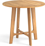 Tangkula 31.5" Round Patio Dining Table, Teak Wood Outdoor Dining Table - Image 9