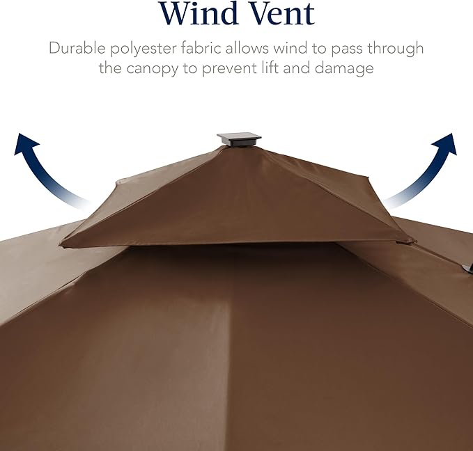 Best Choice Products 12x12ft LED Cantilever Patio Umbrella w/Base Included & - Image 7