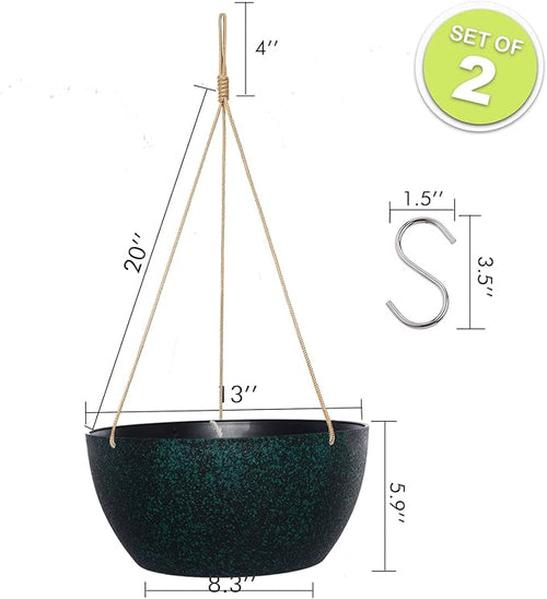 13 Inch 2 Pack Large Hanging Planters - Image 2