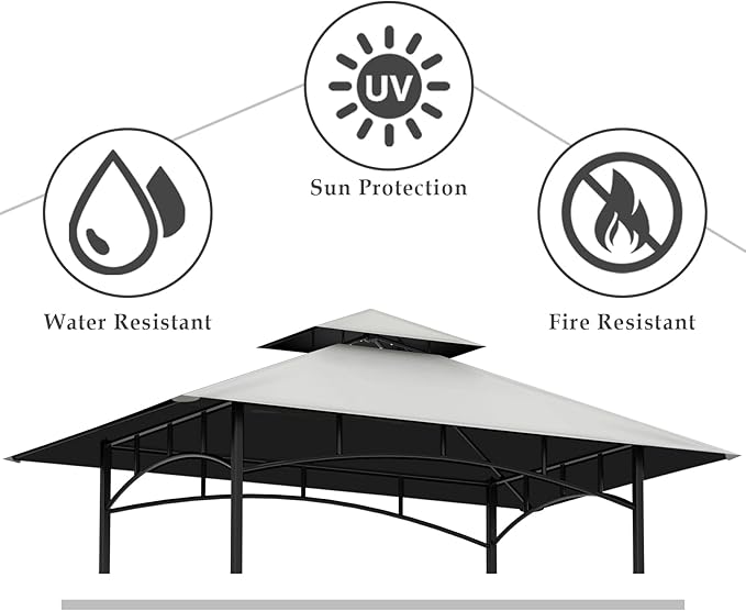 Grill Gazebo Replacement Top, 5 * 8 Outdoor BBQ Top Cover, Double Layer BBQ - Image 2