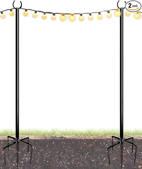 10FT String Light Poles for Outdoor, Heavy Duty Metal Lighting Stand Pole for by Eazielife
