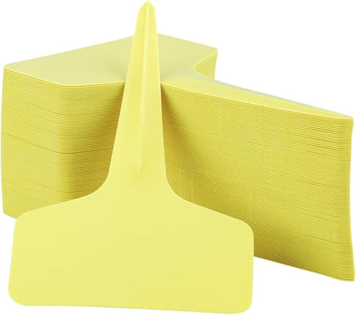 100 Pcs 6 x10cm Plastic Plant T-Type Tags Yellow Nursery Garden Labels by KINGLAKE