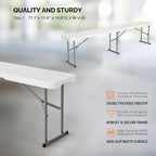 VINGLI 6 feet Plastic Folding Bench, Portable in/Outdoor Picnic Party Camping - Image 3
