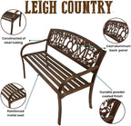 Leigh Country Metal Outdoor Bench, Welcome Design, Decorative Patio Seating - Image 4