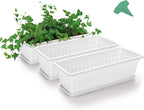 GROWNEER 3 Packs 17 Inches White Flower Window Box Plastic Vegetable Planters - Image 8