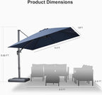 PURPLE LEAF Patio Umbrella 10' X 10' Rectangle Cantilever Umbrella Large - Image 9