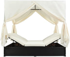 Patio Chaise Lounge, PE Rattan Outdoor Patio Wicker Sunbed Daybed - Image 9