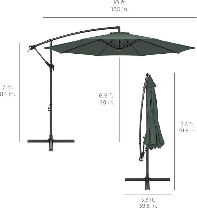 Best Choice Products 10ft Offset Cantilever Hanging Market Patio Umbrella - Image 7