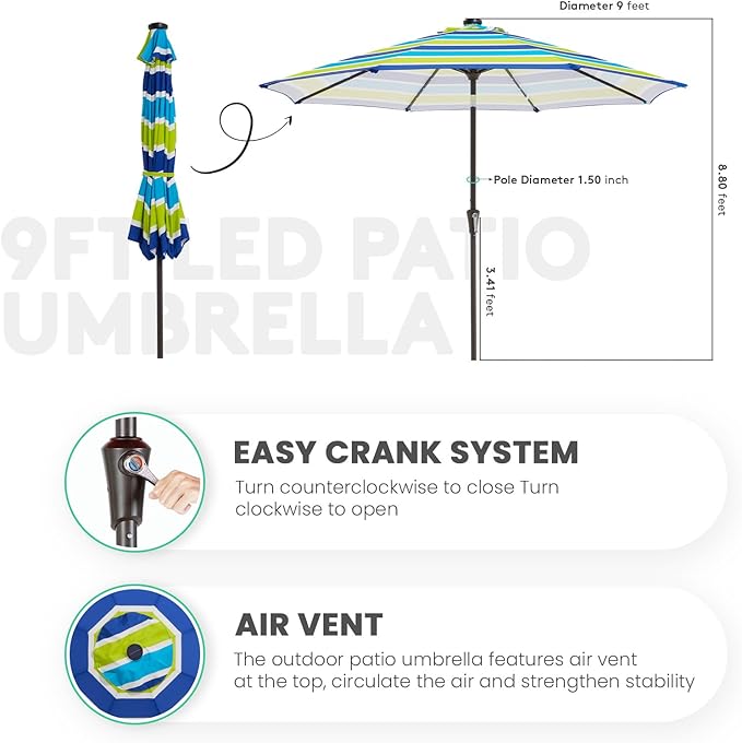 JEAREY 9FT Outdoor Patio Umbrella - Image 3