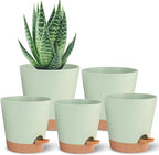 Self Watering Planters for Outdoor Plants 7/6.5/6/5.5/5Inch 5Pack Flower Pot by SESUN-E