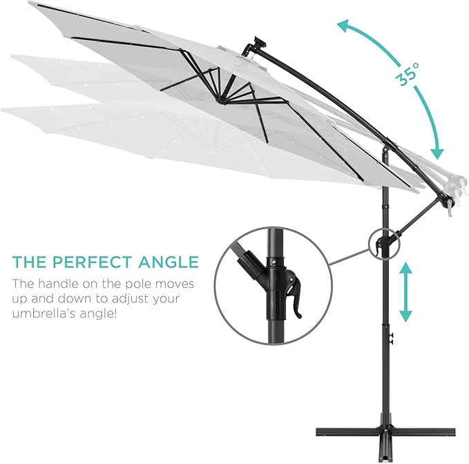 Best Choice Products 10ft Solar LED Offset Cantilever Hanging Market Patio - Image 4