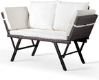 VINGLI Outdoor Loveseat, Woven Rattan Outdoor Sofa - Image 9