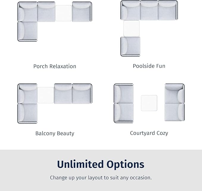 East Oak 5-Piece Outdoor Sectional Sofa, Modular Outdoor Furniture - Image 3