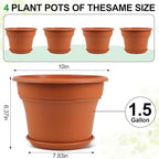10 Inch Plastic-Flower-Pot-for-Indoor-Plants, 4 Pack Large Outdoor Planter Pot - Image 3