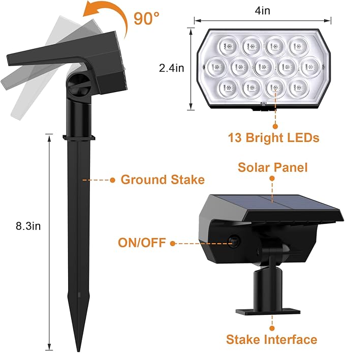 Solar Spot Lights Outdoor Color Changing, Christmas IP65 Waterproof Landscape - Image 4