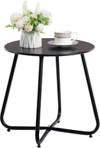 HollyHOME Round Metal Side Table, Rust-Resistant Patio Small Plant Stand by HollyHOME