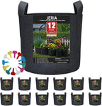 JERIA 12-Pack 15 Gallon Grow Bags, 300G Thickened Nonwoven Garden Pots by JERIA