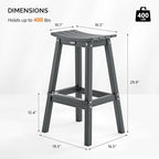VINGLI 29 Inch Outdoor Bar Stools Set of 4, HDPE Weather Resistant Barstools - Image 3