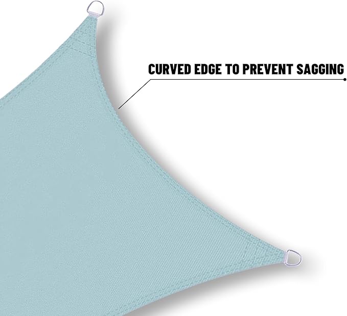 SUNNY GUARD Waterproof Sun Shade Sail 7' x 13' Sky Blue Rectangle UV Block - Image 4