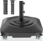 Umbrella Base with 5 Wheels, Upgraded 145lb Umbrella Stand Base, Heavy Duty & by QZER