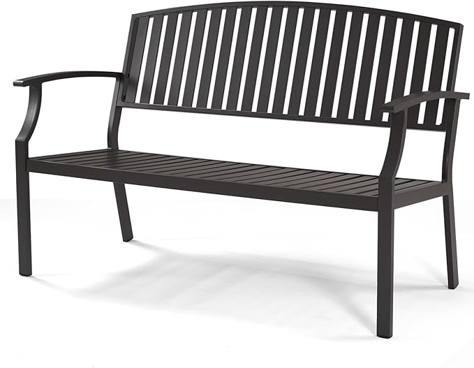 52" Outdoor Bench Weatherproof, Rust-Resistant Aluminum Metal Patio Garden Bench - Image 6