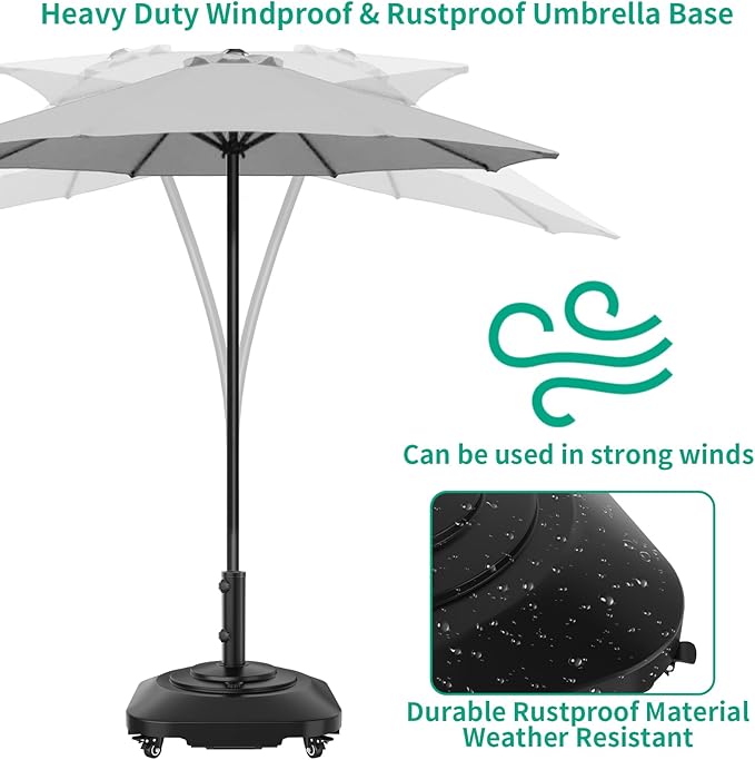 Umbrella Base with Wheels, Umbrella Stand Base Heavy Duty 100lb Windproof - Image 6