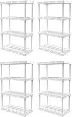 Gracious Living 4 Pack Light Duty Storage Shelves, Knect-A-Shelf 4-Shelf by GraciousLiving