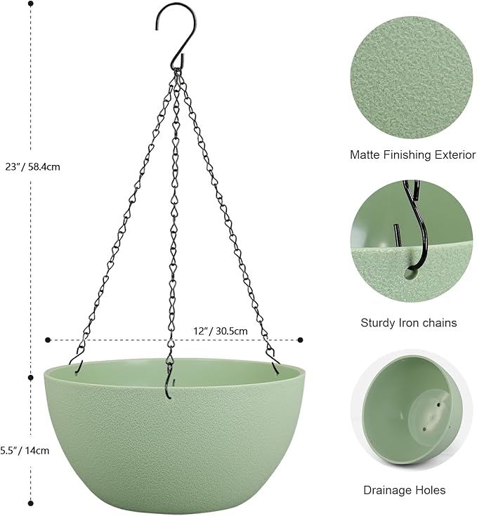 12 inch Large Hanging Planters Plant Pots - Image 2