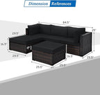 Tangkula 5 Piece Patio Rattan Furniture Set, Outdoor Sectional Rattan Sofa Set - Image 4