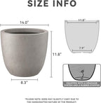 Kante 14 Inch Dia Round Concrete Planter, Indoor Outdoor Large Plant Pot - Image 2