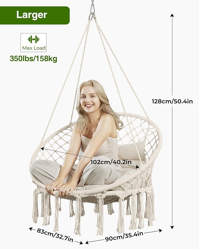 Greenstell Hammock Chair, Macrame Swing Chair - Image 5