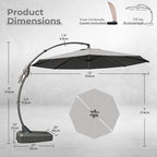 Grand patio 12FT Outdoor Offset Umbrella Large Round Aluminum Cantilever - Image 3