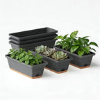 Window Box Planter, 6 Pack Plastic Vegetable Flower Window Planters Boxes 16 by LesOasis