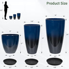 24/21/12 Inch Large Plastic Planter, Lightweight Ceramic-Look Tall Planters - Image 3