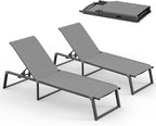 Aluminum Chaise Lounge Chair Outdoor Set of 2, Foldable & No Assembly Pool by Oasbira