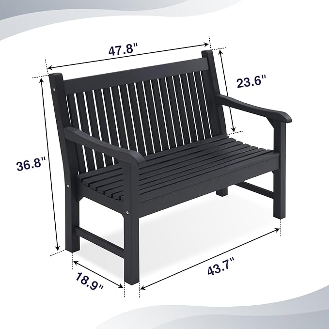 Psilvam Garden Bench, 2-Person Poly Lumber Patio Bench, All-Weather Outdoor - Image 2