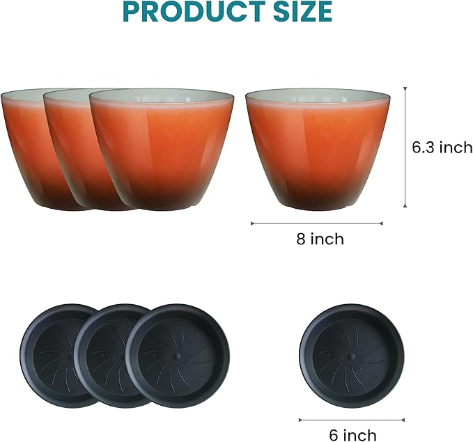 Plant Pots for Indoor Outdoor Plants, 8 Inch Glazed Planters for Indoor Plants - Image 2