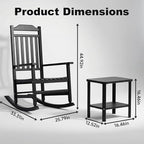 3 Piece Outdoor Rocking Bistro Set, Rocking Chairs Outdoor Furniture, Resin - Image 3