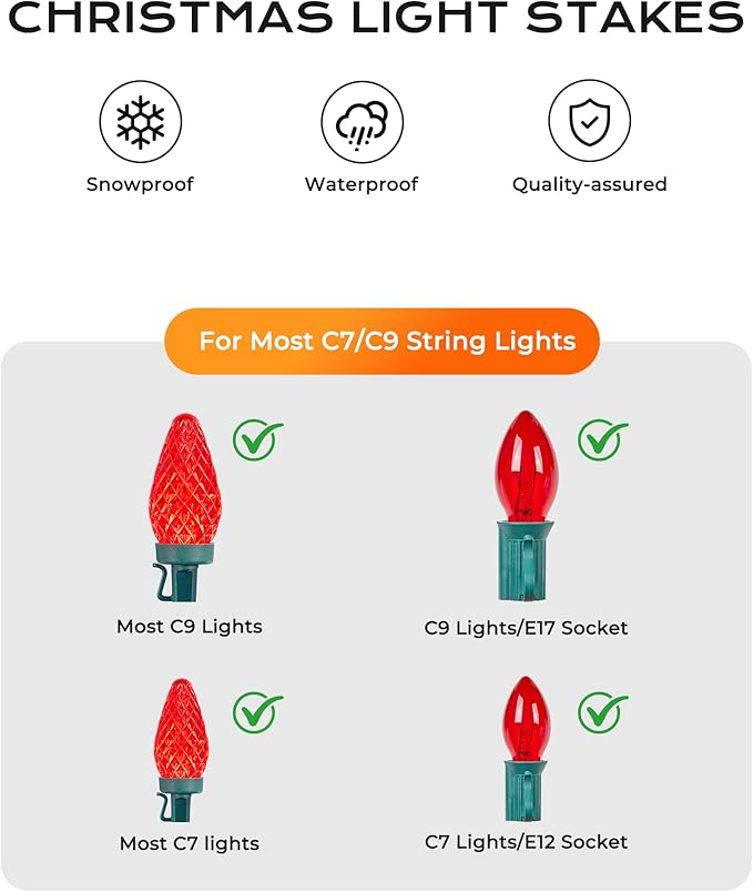 100-Pack Plastic Light Stakes, 5.5 Inch Christmas Yard Stakes - Image 3