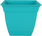 The HC Companies Eclipse Square Plastic Planter w/Attached Saucer by TheHCCompanies