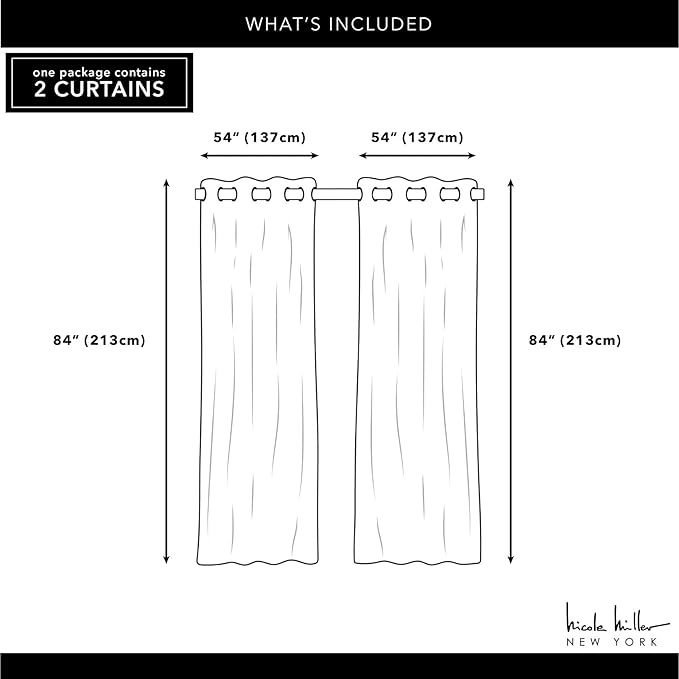 NICOLE MILLER NEW YORK Canvas Indoor/Outdoor Grommet Top Curtain Panel Pair - Image 6