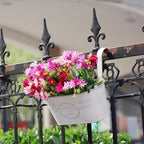 3 Pack Metal Railing Planters, 10.5" Oval Hanging Flower Pots - Image 5