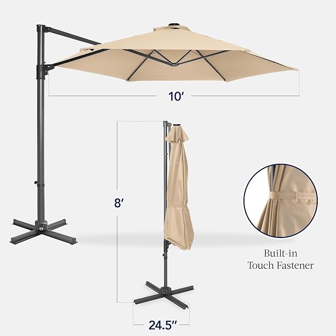 Best Choice Products 10ft Offset Cantilever Hanging Market Patio Umbrella - Image 2