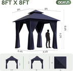 Aoxun Outdoor Gazebo for Patio 8x8 Metal Frame Canopy - Image 8