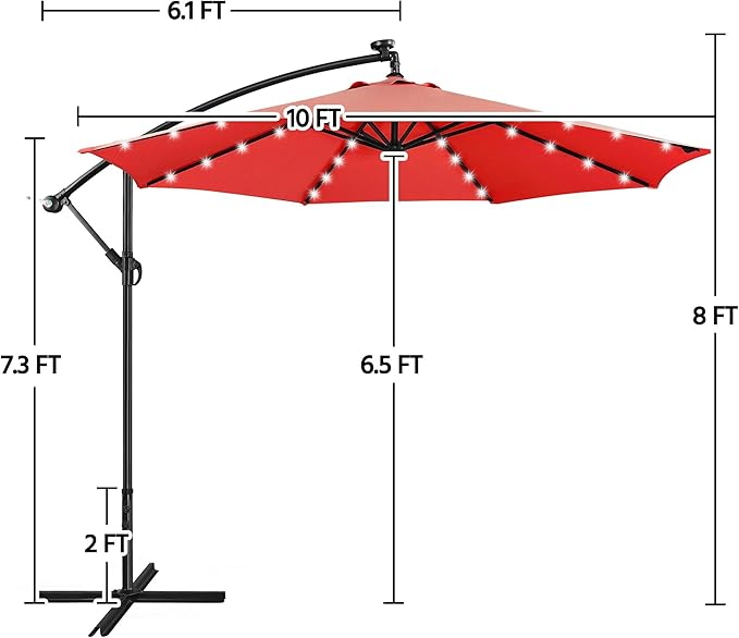 Yaheetech 10FT Solar Offset Umbrella - Image 3