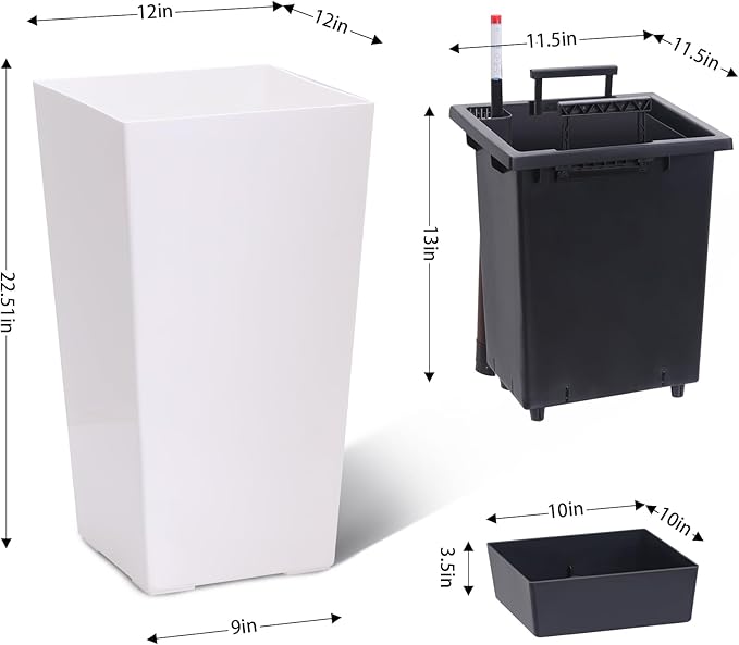 GarveeLife 22.5 in Tall Planters Set of 2, Outdoor＆Indoor Black Planter Pots - Image 7